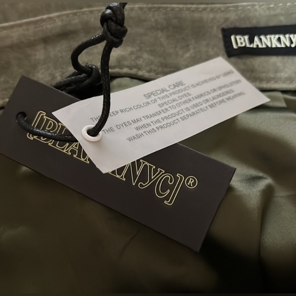 PRICE FIRM 100% Leather Olive Green Suede Asymmetrical Wrap Mini Skirt Sz30 - Picture 8 of 9